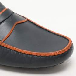 Tod's for Ferrari Blue/Orange Leather Penny Loafers Size 39.5