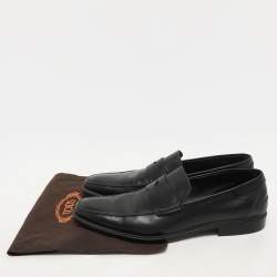 Tod's Black Leather Penny Loafers Size 45.5