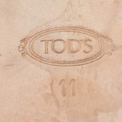 Pre Owned Tod's Brown Leather Double T Loafers Size 45.5