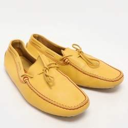 Pre Owned Tod's Yellow Leather City Gommino Loafers Size 45.5