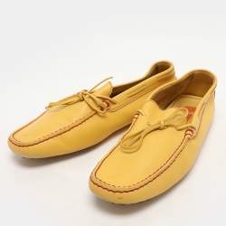 Pre Owned Tod's Yellow Leather City Gommino Loafers Size 45.5