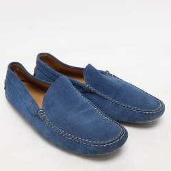 Tod's Blue Suede Gommino Loafers Size 44.5