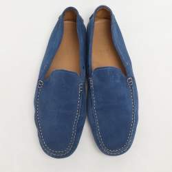 Tod's Blue Suede Gommino Loafers Size 44.5