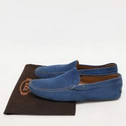 Tod's Blue Suede Gommino Loafers Size 44.5