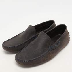 Tod's Grey Nubuck Leather Loafers Size 39.5