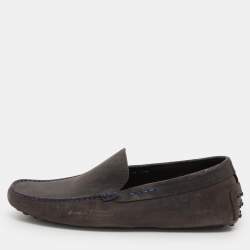 Tod's Grey Nubuck Leather Loafers Size 39.5