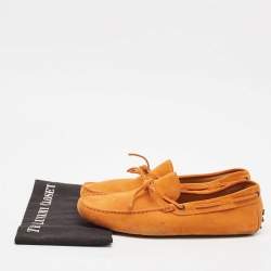 Tod's Orange Suede Bow Slip On Loafers Size 44.5