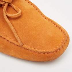 Tod's Orange Suede Bow Slip On Loafers Size 44.5