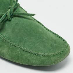 Tod's Green Suede Slip On Driver Loafers Size 44.5