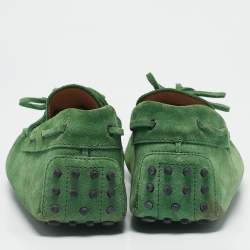 Tod's Green Suede Slip On Driver Loafers Size 44.5