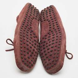 Tod's Dark Burgundy Suede Bow Slip On Loafers Size 44.5