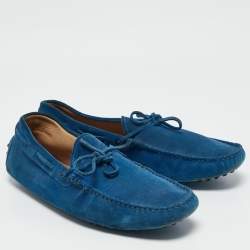 Tod's Blue Suede Slip On Loafers Size 44.5