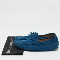 Tod's Blue Suede Slip On Loafers Size 44.5