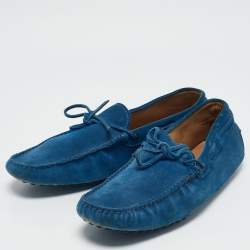 Tod's Blue Suede Slip On Loafers Size 44.5
