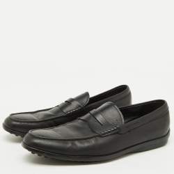 Tod's Black Leather Slip On Penny Loafers Size 42.5