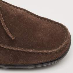 Pre Owned Tod's Dark Brown Suede Driver Loafers Size 41.5