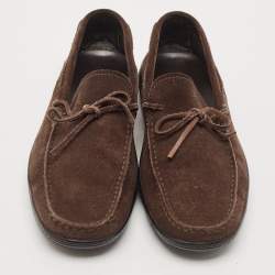 Pre Owned Tod's Dark Brown Suede Driver Loafers Size 41.5