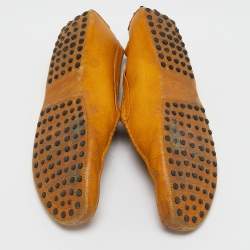 Pre Owned Tod's Yellow Leather Slip On Loafers Size 45.5