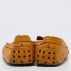 Pre Owned Tod's Yellow Leather Slip On Loafers Size 45.5