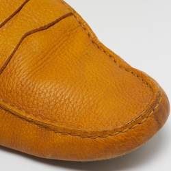 Pre Owned Tod's Yellow Leather Slip On Loafers Size 45.5