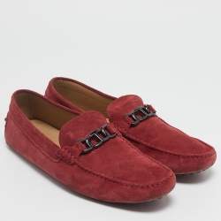 Tod's Red Suede Slip On Loafers Size 43