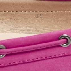 مملوكة مسبقًا Tod's Pink Suede Bow Driver Loafers Size 39