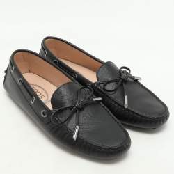 Tod's Black Leather Bow Loafers Size 37