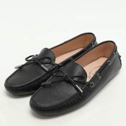 Tod's Black Leather Bow Loafers Size 37