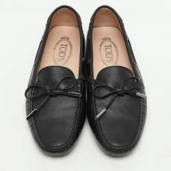 Tod's Black Leather Bow Loafers Size 37