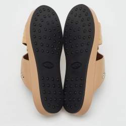 Tod's Beige Ostrich Embossed Leather and Leather Arabic Sandals Size 35