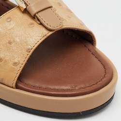 Tod's Beige Ostrich Embossed Leather and Leather Arabic Sandals Size 35