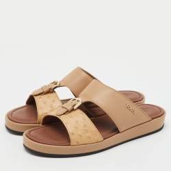 Tod's Beige Ostrich Embossed Leather and Leather Arabic Sandals Size 35