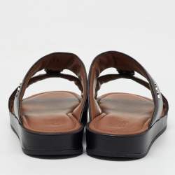 Tod's Black Ostrich Embossed Leather and Leather Arabic Sandals Size 35