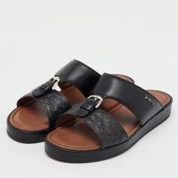 Tod's Black Ostrich Embossed Leather and Leather Arabic Sandals Size 35