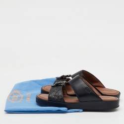Tod's Black Ostrich Embossed Leather and Leather Arabic Sandals Size 35