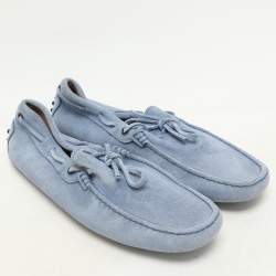 Tod's Light Blue Suede Loafers Size 42
