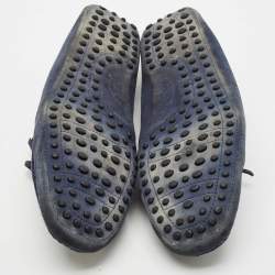 Tod's Navy Blue Suede Bow Slip On Loafers Size 44.5