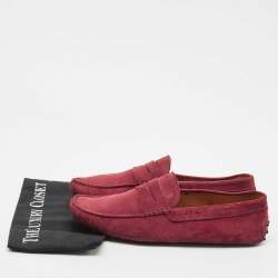 Tod's Dark Red Suede Slip On Loafers Size 44.5