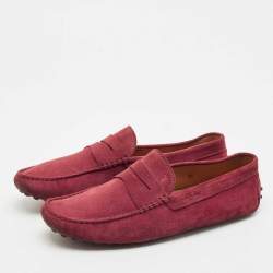 Tod's Dark Red Suede Slip On Loafers Size 44.5