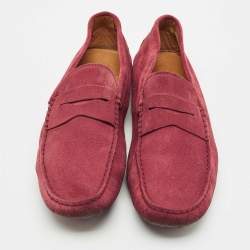 Tod's Dark Red Suede Slip On Loafers Size 44.5