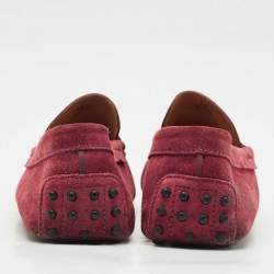 Tod's Dark Red Suede Slip On Loafers Size 44.5
