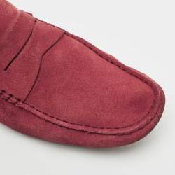 Tod's Dark Red Suede Slip On Loafers Size 44.5