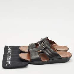 Tod's Black Leather Slide Sandals Size 44.5