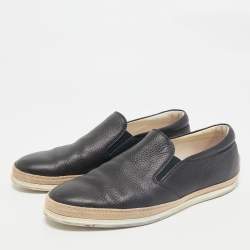 Pre Owned Tod's Navy Blue Leather Espadrille Loafers Size 42.5