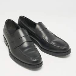 Tod's Black Leather Penny Slip On Loafers Size 41.5