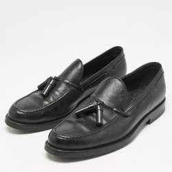Tod's Black Leather Tassel Detail Loafers Size 42