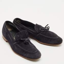 Tod's Navy Blue Suede Penny Penny Loafers Size 39.5