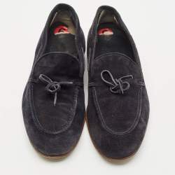 Tod's Navy Blue Suede Penny Penny Loafers Size 39.5