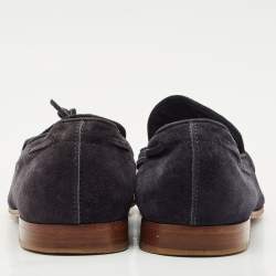 Tod's Navy Blue Suede Penny Penny Loafers Size 39.5