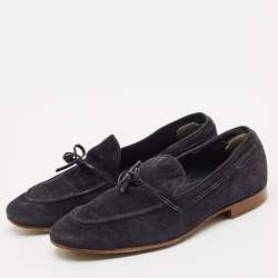 Tod's Navy Blue Suede Penny Penny Loafers Size 39.5
